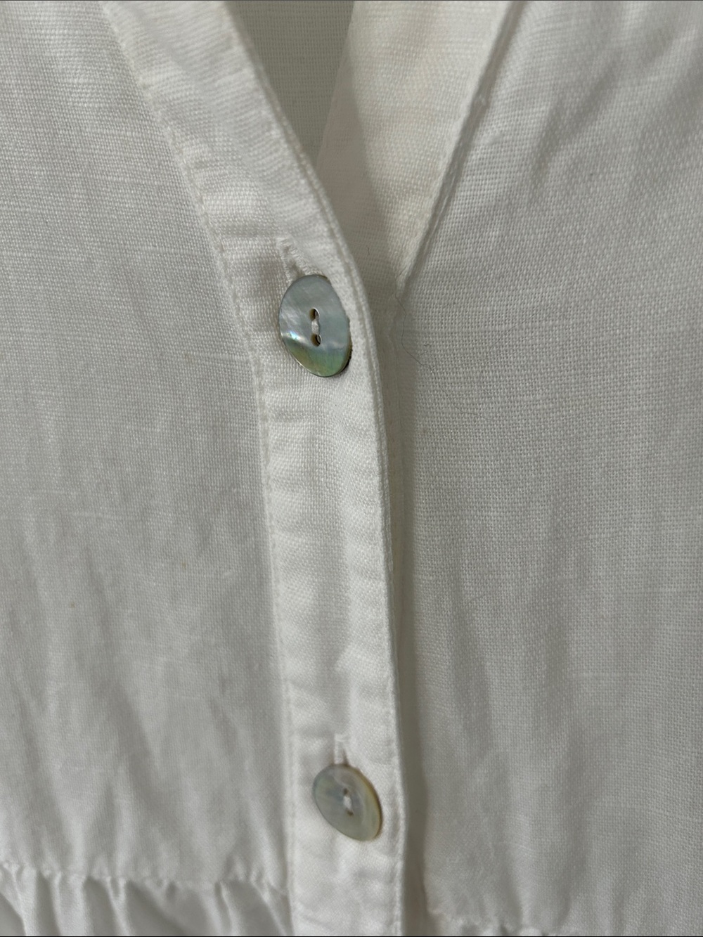 Zara Dress Linen Maxi Medium White Button-Front Tiered Cottagecore Puff Sleeve - Picture 5 of 14